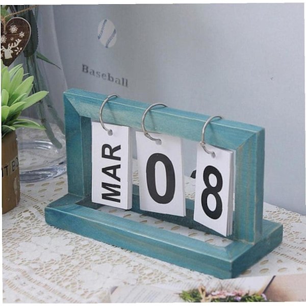 Evig skrivebords kalender tre evig kalender dekor gjenbrukbar flip brett P