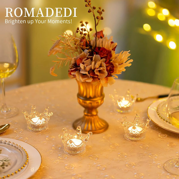 6PCS Crown Deocr Table Centerpiece Tealight Holder Clear Bulk for