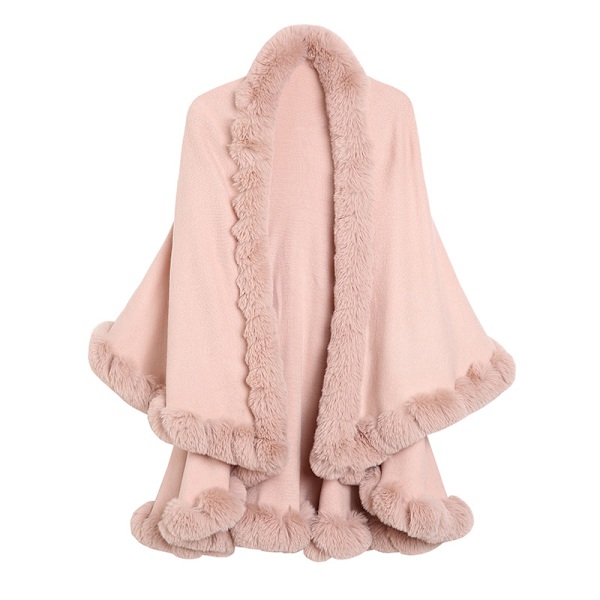 Dobbeltlags sjal med kunstig pels Elegant cardigan