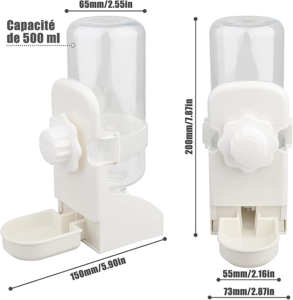 Automatisk vanndispenser for små dyr, 500 ml stor kapasitet