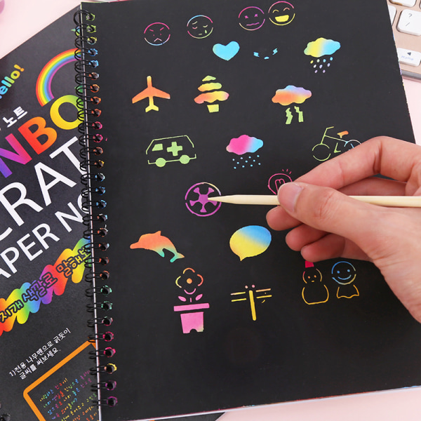 Rainbow Scratch Book för barn: Craft Magic Paper Gift Set Colorin
