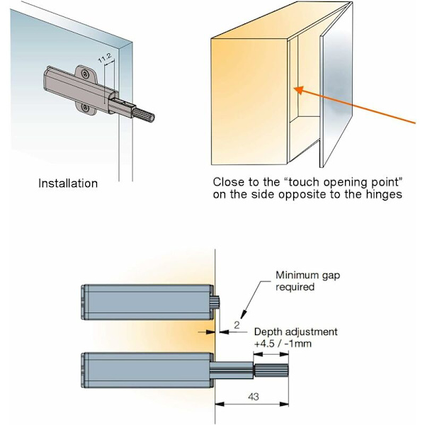 Buffer Hinge Latch Push to Open Latches for Kitchen Cabinet Furniture Hinge
