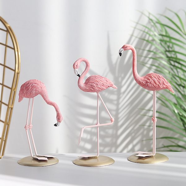 Hartsi Vaaleanpunainen Flamingo Koristeet Patsas Pöytäkoristeet Figuriinit Koti Deko