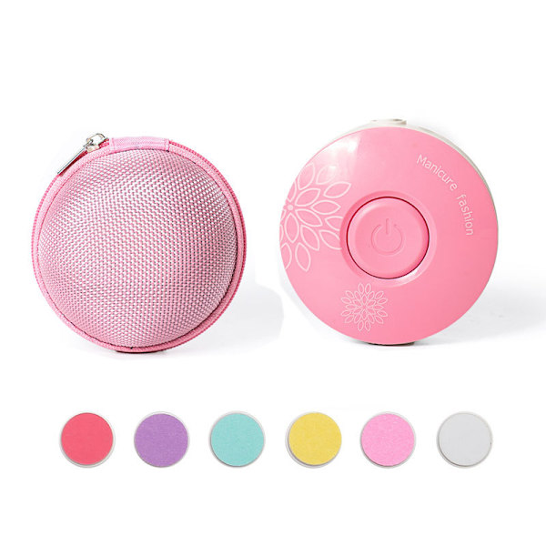 Neglefil for barn og voksne, praktisk elektrisk neglesaks for barn og voksne, utskiftbare slipehoder, 6 i 1, rosa