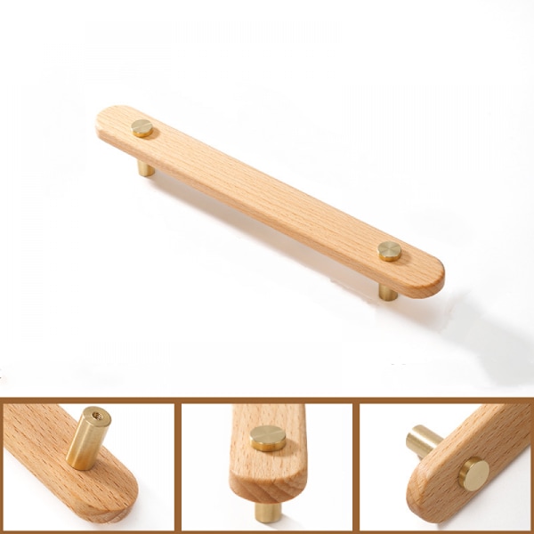 2 pieces Kitchen Furniture Handles Wooden drawer handles with screws wooden cabinet handles for cupboards for Kitchen cabinet doors Center distance 1