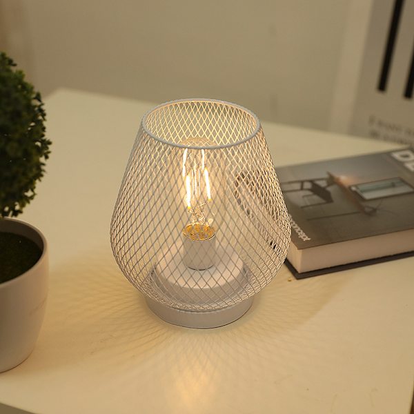Batteridriven bordslampa utomhus bordslykta, metallbur med timer