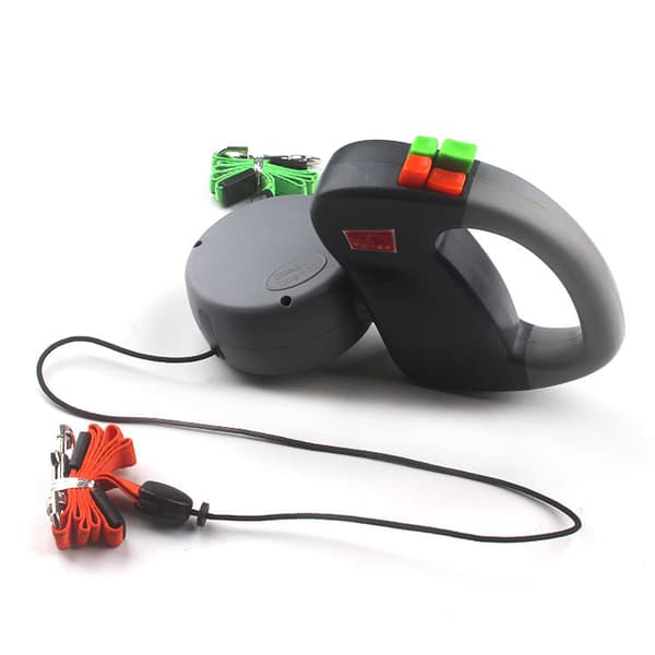 Dubbel hundkoppel Tangle Retractable Pet Leash1pcs grå