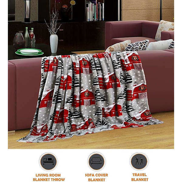 Elegant Comfort Lyxig Super Mjuk Jultryckt Fleecefilt - Jultema Heminredning Fuzzy Varm och Mysig Pläd för Vinterbädd, Soffa och G