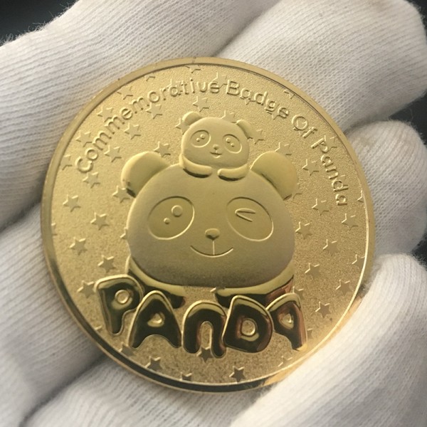 Panda guldpläterad minnesmyntsamling Guldmynt Animal Relief Med