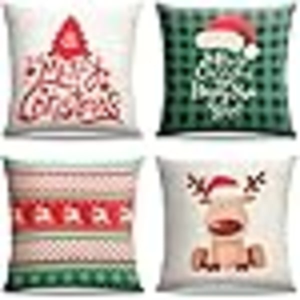 4PCS Christmas Cushions Covers, Christmas Pillowcase