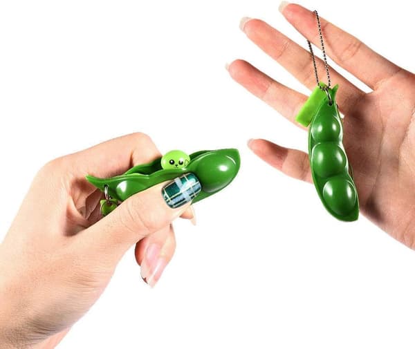 5-pak ærtebælg Fidget-legetøj, Squeeze Pea Edamame Pea Popper nøglering nøglering