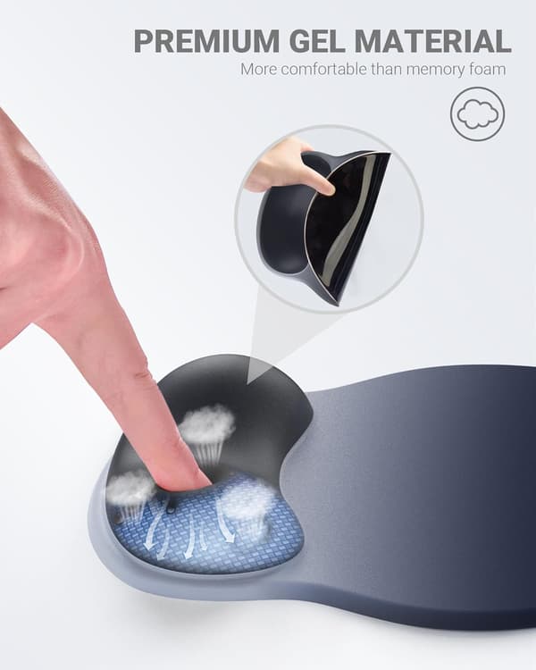 Ergonomisk musematte håndleddsstøtte, komfortabel musematte håndleddsstøtte, lindrer håndleddssmerter gel musematte, sklisikker gummibase musematte for bærbar PC, datamaskin (Gradient Blue Black)