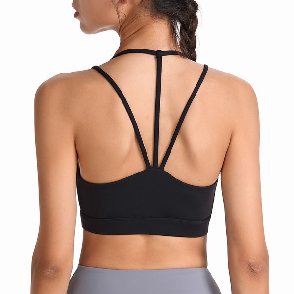 Strappy Sports Bra for Women Sexy Cute Halter Sports Bra Medium Support Yog