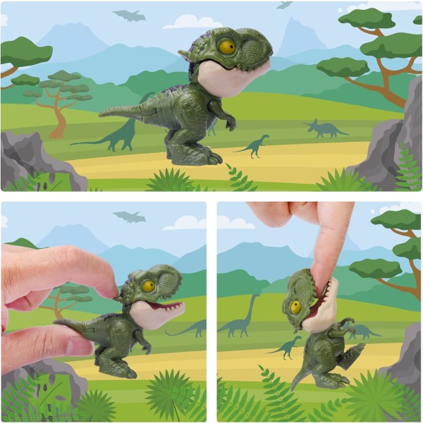 6 STK Biting Finger Dinosaurs Legetøj Snap & Squad Samleobjekter til Di