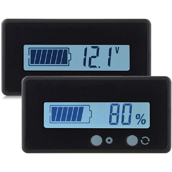 2PCS LCD-batterikapacitetsmätare, 12V/24V/36V/48V blybatteri S