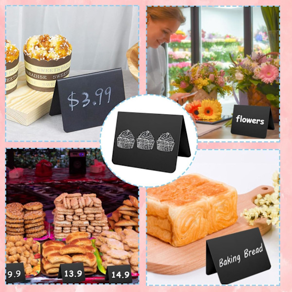 30 stycken Mini Tavlor (10x7,5 cm), Mini Tavla för Bröllop/Fest/Bordsskylt/Prislapp, Liten Tavla är Lätt att Skriva/Sudda