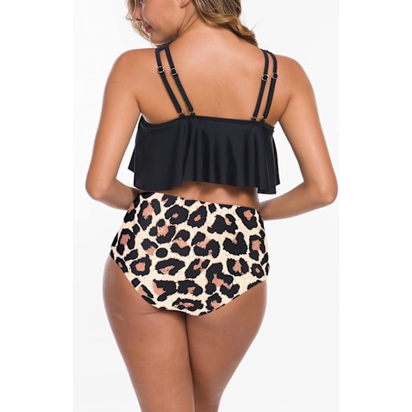 Naisten uimapuku Kaksiosainen uimapuku Ruffle Top korkeavyötäröinen bikinit X