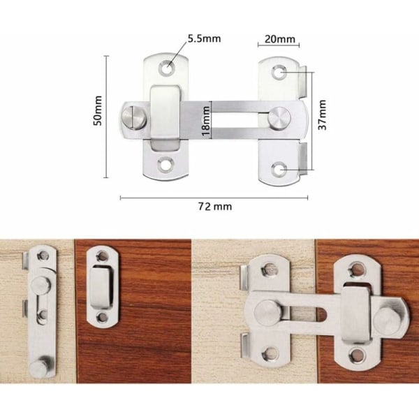 Skyvedørslås Heavy Duty Flip Lås Sikkerhetslås Bolt Dør Slide Bol