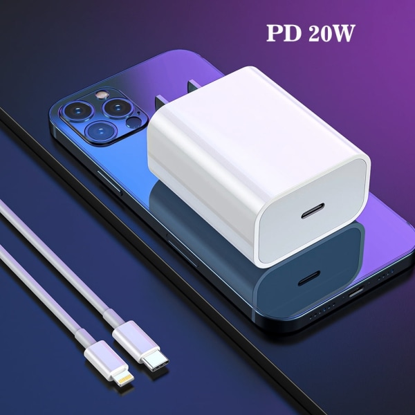 Nopea laturi 20W USB C laturiadapteri pistoke Type C - Lightning -kaapelilla