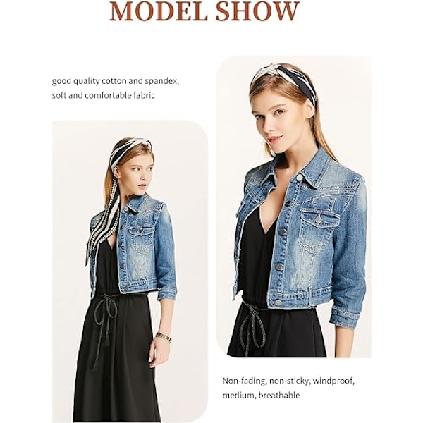 Kvinners Casual Denim Jakke Jeans Topper Halv Ermet Trucker Frakk Yttertøy Jente