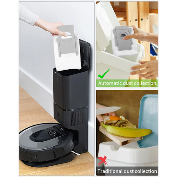 12 kpl:n korvaavat pussit, jotka ovat yhteensopivia iRobot i7 i7+ / i7 Plus E5 E6 E7 S9:n kanssa, pölynimurin lisätarvikkeet yhteensopivia Roomba i7:n kanssa, yhteensopiva Basic