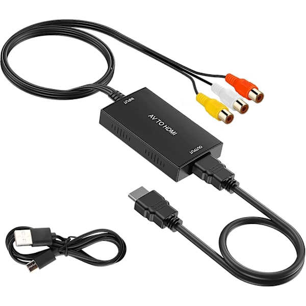 Rca-HDMI-muunnin HDMI-kaapelilla, Av-HDMI-muunnin, Rca