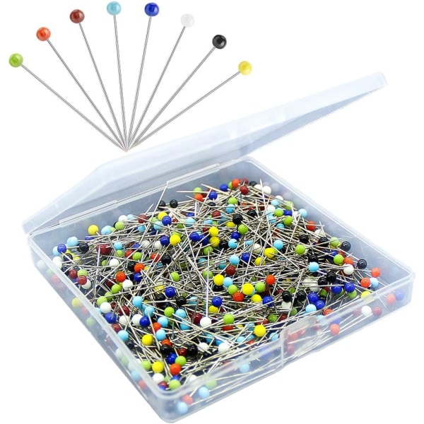 500 st Tyg nålar, rak nål med färgat sfäriskt glas 6adb | Fyndiq