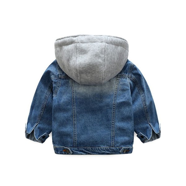 Herrhoodie denimjacka casual jacka långärmad jacka 120cm jacka