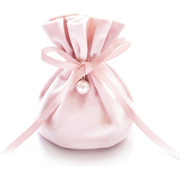Rosa fløyelsgavepose. Brukes som veske, bursdagsgavepose 13,5*10 cm (Single Velve