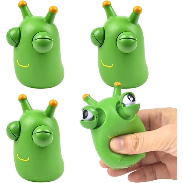 4 Pieces Stress Relief Toys, Worm Squeeze Toy, Grass Worm Squeeze Toy, Jumping Eye Squeeze Toys, Relieve Anxiety for Kids and Adults