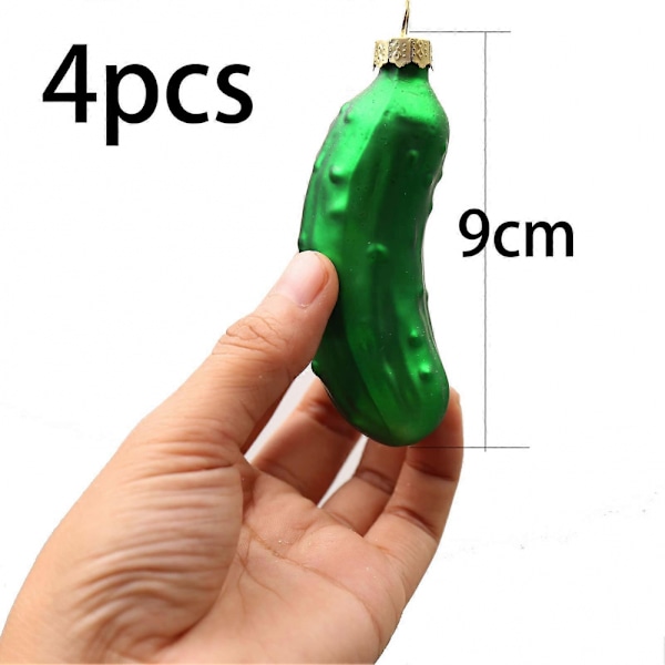 4 st Glasgurka Ornament Traditionella Julhängen Glasgurka Julgransprydnader Hänge Julgransdekorationer