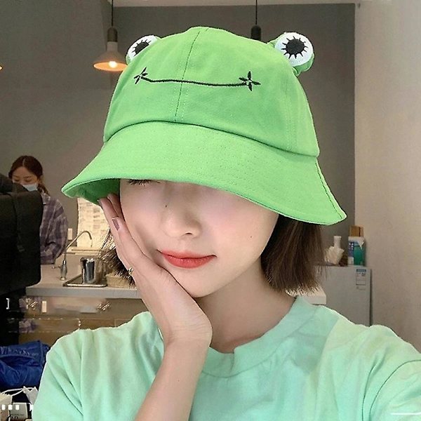 Hatter for foreldre og barn, Cartoon Frog Bucket Hat, Unisex sommer solhatt for