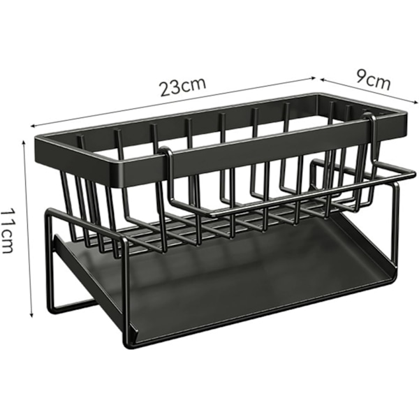Vaskeservant Organizer, Organizer med Avtakbar Dryppbrett, Rustfritt Stål Kjøkken Organizer, Multifunksjonell 2 i 1 Svamp Holder (Svart)