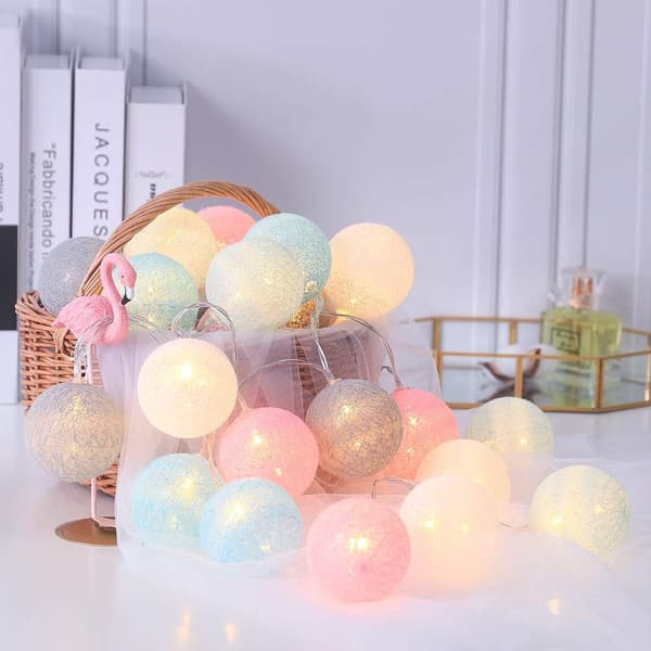 Bomullsboll Ljusslinga, 3M 20er LED Ljus Batteridriven Ljusslinga