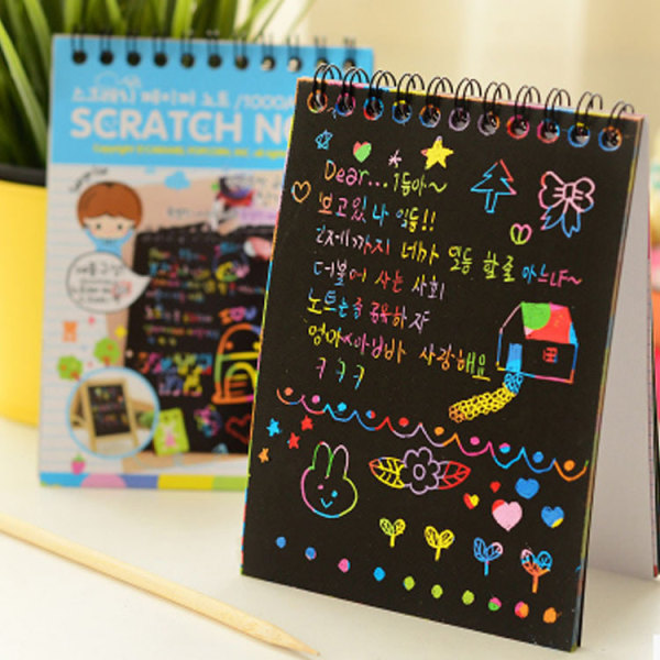 2pcs Creative Colorful Scratch Paper Black Scratch Paper Crafts