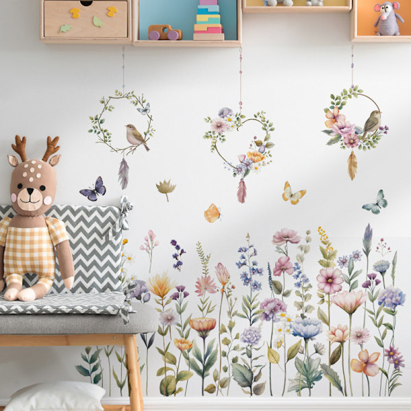 Väggdekaler för vuxna sovrum, blommiga väggdekaler, blommiga väggdekaler, väggmålning, väggdekaler för sovrum, boho väggdekaler, blommiga, flickor, vardagsrum