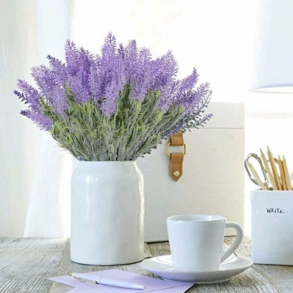 3 st konstgjorda lavendelblommor 7 grenar falska blommor lila buskar grönt
