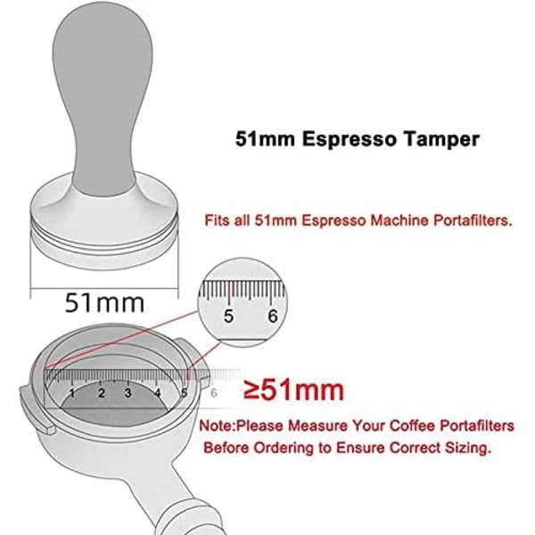 51MM Fjederbelastet Kaffe Press 304 Rustfrit Stål Flade Base Kaffe Press