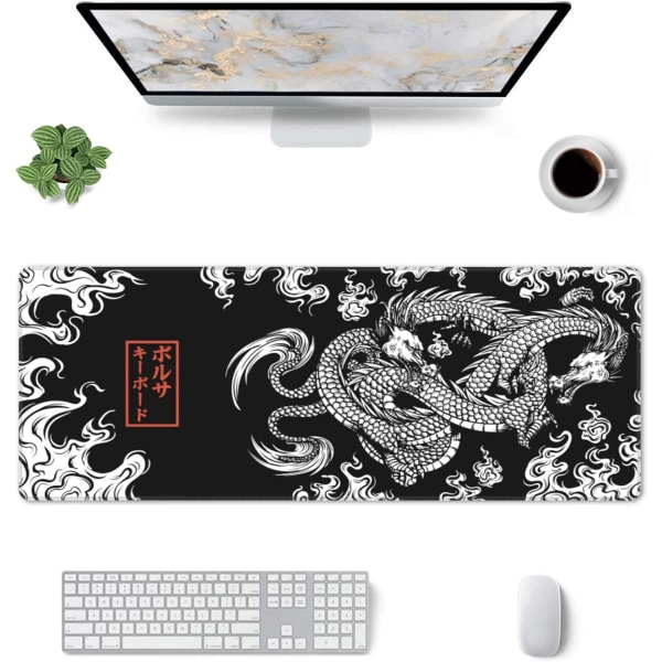 Japanese Dragon Large Mouse Pad Extended Gaming Mousepad Black XL