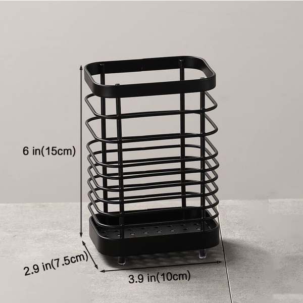 Rustfrit stålkøkkenredskabsholder, køkkenredskabsholder, sort 15*10