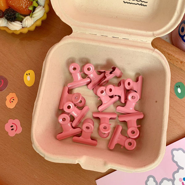 20 stk. Clip Girl håndbog studenterartikler lang hale klip mappe pink