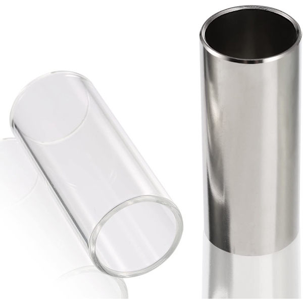 2 st glas- och rostfria stålslides i låda för gitarr,