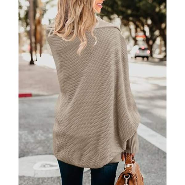Dam Kimono Fladdermus Stickad Lös Oversize Wrap Cardigan Tröja khaki M