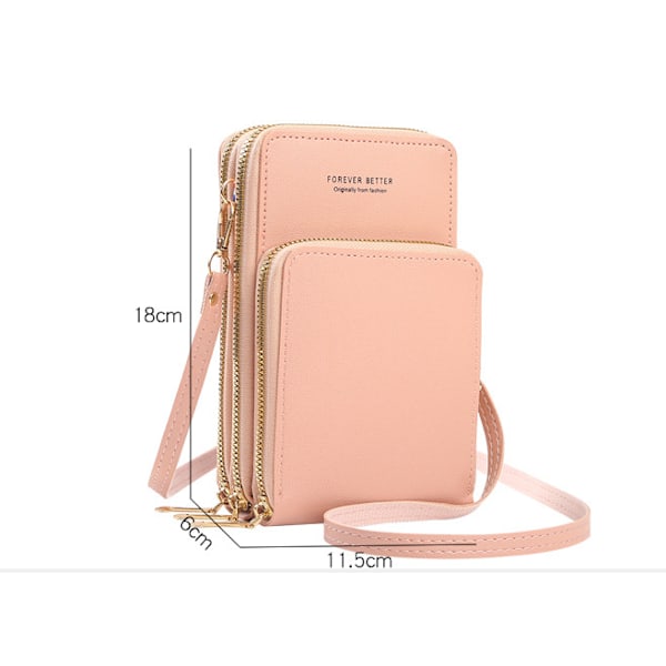 Liten Crossbody Väska för Kvinnor, Dam Axelväska Plånbok Lättvikt PU Läder Multi-fack Telefon Crossbody Väska med Kort