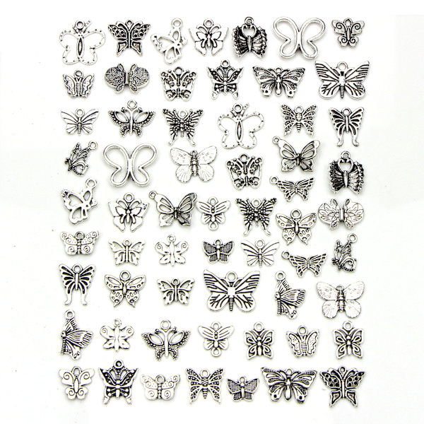 Grossist Bulk Lotter Smycken Tillverkning Silver Berlocker Blandade Släta Tibetanska Silver