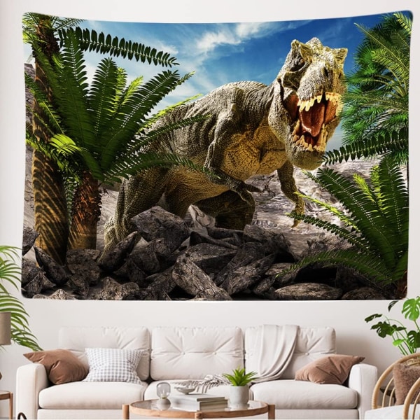 Dekorativ väggtapet i sovrummet - Dinosaur T-Rex - 100 x 150 cm stor