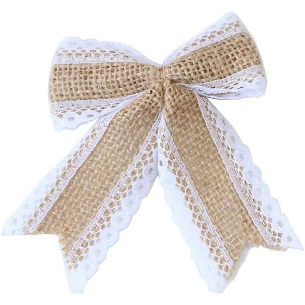 10 stk. Burlap Sløjfer Butterfly Ornaments Håndlavede Rustikke Bowknot Bryllupsdekoration