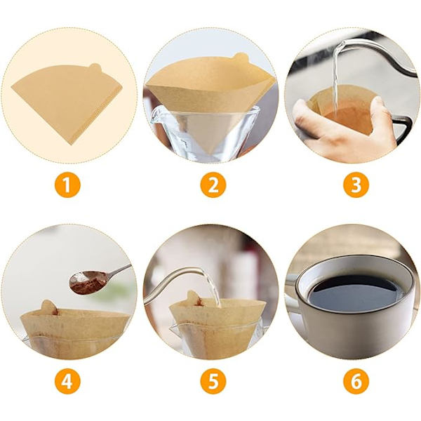 V60-filter, kaffefilter, 2 koner, litet konfilter, 1-4 koppar