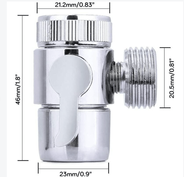 1-vejs bruseafleder, legeringsaflederventil, 1/2 IPS krom messing 3-vejs adapter stopventil, M22 x M24