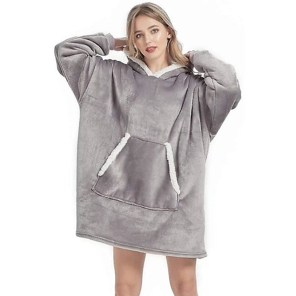 Genser teppe for voksne standard størrelse hette plysj fleece teppe, genser